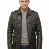 Men Dark Espresso Leather Field Coat | Luxury Winter Military Cargo Parka | Premium Lambskin Insulated Long Officer Car Overcoat