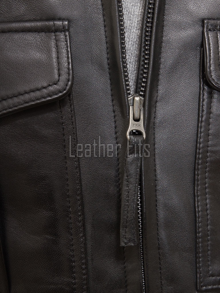 Men Dark Espresso Leather Field Coat | Luxury Winter Military Cargo Parka | Premium Lambskin Insulated Long Officer Car Overcoat