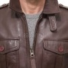Men Mahogany Brown Leather Field Coat | Luxury Winter Military Cargo Parka | Premium Sheepskin Insulated Long Officer Car Overcoat
