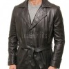 Men Onyx Black Leather Trench Coat | Luxury Winter Belted Duster Parka | Premium Lambskin Tailored Long Matrix Overcoat