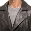 Men Onyx Black Leather Trench Coat | Luxury Winter Belted Duster Parka | Premium Lambskin Tailored Long Matrix Overcoat