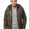 Men Antique Espresso Leather Puffer Coat | Luxury Winter Insulated Hooded Parka | Premium Distressed Lambskin Heavy Car Jacket