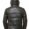 Men Obsidian Black Leather Puffer Coat | Luxury Winter Down Car Parka | Premium Quilted Lambskin Insulated Long Jacket