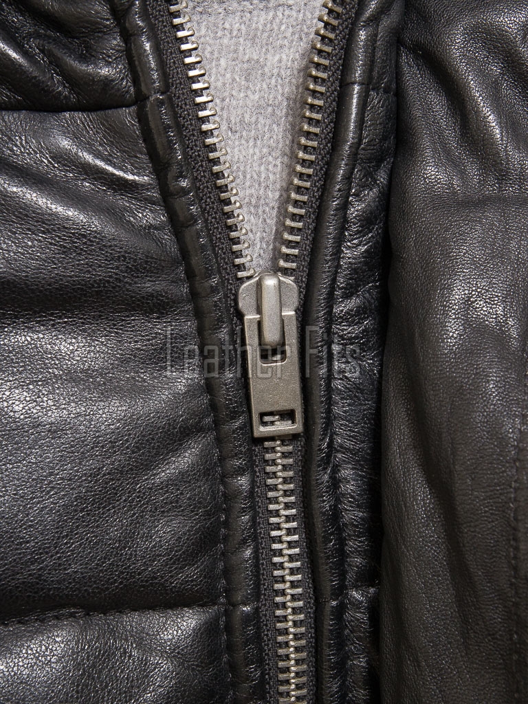 Men Obsidian Black Leather Puffer Coat | Luxury Winter Down Car Parka | Premium Quilted Lambskin Insulated Long Jacket