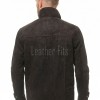Men Dark Charcoal Suede Car Coat | Luxury Winter Matte Leather Overcoat | Premium Genuine Calfskin Tailored Minimalist Mid-Length Jacket