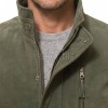 Men Olive Green Nubuck Car Coat | Luxury Winter Matte Leather Overcoat | Premium Genuine Sheepskin Tailored Minimalist Mid-Length Jacket