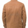 Men Cognac Tan Nubuck Leather Car Coat | Luxury Winter Matte Overcoat | Premium Genuine Sheepskin Tailored Mid-Length Suburban Jacket