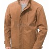 Men Cognac Tan Nubuck Leather Car Coat | Luxury Winter Matte Overcoat | Premium Genuine Sheepskin Tailored Mid-Length Suburban Jacket