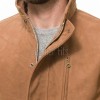 Men Cognac Tan Nubuck Leather Car Coat | Luxury Winter Matte Overcoat | Premium Genuine Sheepskin Tailored Mid-Length Suburban Jacket