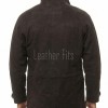 Men Dark Brown Suede Field Coat | Luxury Winter Contrast Trim Overcoat | Premium Genuine Lambskin Tailored Heavy Urban Parka Jacket