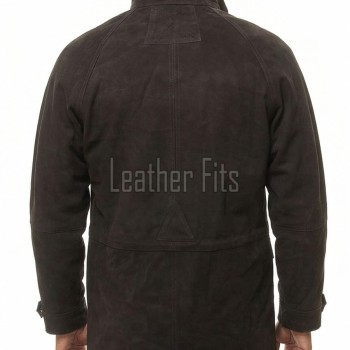Men Dark Brown Suede Field Coat | Luxury Winter Contrast Trim Overcoat | Premium Genuine Lambskin Tailored Heavy Urban Parka Jacket