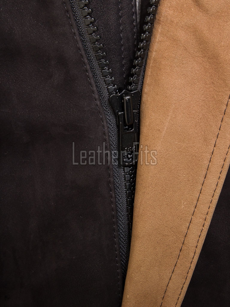 Men Dark Brown Suede Field Coat | Luxury Winter Contrast Trim Overcoat | Premium Genuine Lambskin Tailored Heavy Urban Parka Jacket