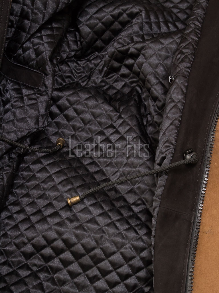 Men Dark Brown Suede Field Coat | Luxury Winter Contrast Trim Overcoat | Premium Genuine Lambskin Tailored Heavy Urban Parka Jacket