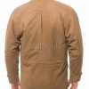 Men Tobacco Suede Raglan Field Coat | Luxury Winter Contrast Trim Parka | Premium Genuine Lambskin Tailored Longline Heavy Jacket