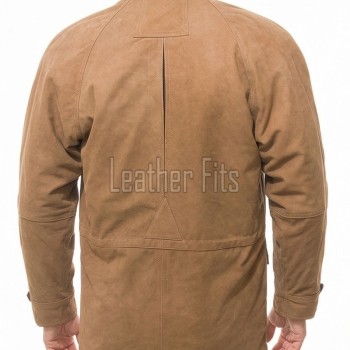 Men Tobacco Suede Raglan Field Coat | Luxury Winter Contrast Trim Parka | Premium Genuine Lambskin Tailored Longline Heavy Jacket