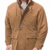 Men Tobacco Suede Raglan Field Coat | Luxury Winter Contrast Trim Parka | Premium Genuine Lambskin Tailored Longline Heavy Jacket