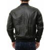 Men Black Leather Bomber Jacket - Premium Classic MA1 Flight Aviator Coat Ribbed Knit Trim Quilted Wind Flap Minimalist Sleek Outerwear