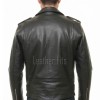 Men Black Leather Jacket - Premium Pebbled Brando Biker Coat Asymmetric Zip Shoulder Epaulets Belted Classic Punk Rock Heavy Moto Men