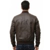 Men Brown Leather Bomber Jacket - Premium Classic MA1 Flight Aviator Coat Ribbed Knit Trim Minimalist Sleek Genuine Casual Outerwear
