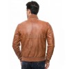 Men Camel Tan Leather Bomber Jacket | Genuine Cowhide MA1 Aviator Flight Coat | Luxury Ribbed Knit Trim & Quilted Internal Storm Flap