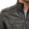 Men Black Leather Bomber Jacket - Premium Real Sheepskin Cargo Pocket Epaulet Flight Coat Casual Urban Aviator Outerwear