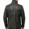 Men Black Premium Genuine Leather Cargo Jacket - Military Stand Collar Slim Fit Real Sheepskin Multi Pocket Casual Outerwear for Men