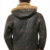 Men Brown Leather Jacket - Premium Aviator B3 Shearling Bomber Coat Wide Faux Wool Collar Warm Winter Flight Thick Windbreaker Tactical Men