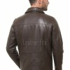 Men Brown Leather Jacket - Premium Sheepskin Utility Coat Turn Down Shirt Collar Multi Zipper Classic Smooth Casual Outerwear Men