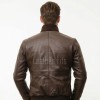 Men Brown Premium Genuine Leather Bomber Jacket - Dual Zip Snap Button Flap High Rib Funnel Neck Real Sheepskin Slim Fit Moto Coat Men