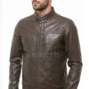 Men Chocolate Brown Leather Jacket - Premium Real Sheepskin Urban Cruiser Moto Highway Rider Coat Tailored Plain Sleek Outerwear Genuine