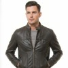 Men Dark Brown Leather Jacket - Premium Genuine Sheepskin Café Racer Slim Fit Motorbike Biker Coat Casual Sleek Minimalist Outerwear