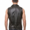 Men Black Leather Tailored Vest | Luxury Genuine Lambskin Fitted Waistcoat | Premium Sleek Sleeveless Evening Layering Jacket