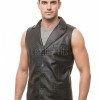 Men Black Leather Tailored Vest | Luxury Genuine Lambskin Fitted Waistcoat | Premium Sleek Sleeveless Evening Layering Jacket