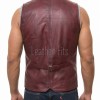 Men Maroon Leather Tailored Waistcoat | Luxury Genuine Oxblood Lambskin Vest | Premium Sleek Sleeveless Smart Casual Layering Gilet