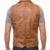 Men Tan Leather Tailored Vest | Luxury Genuine Cognac Lambskin Waistcoat | Premium Sleek Sleeveless Smart Casual Layering Gilet