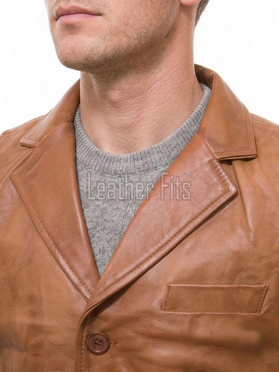 Men Tan Leather Tailored Vest | Luxury Genuine Cognac Lambskin Waistcoat | Premium Sleek Sleeveless Smart Casual Layering Gilet