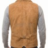 Men Tobacco Suede Tailored Vest | Luxury Genuine Camel Lambskin Waistcoat | Premium Soft Matte Sleeveless Smart Casual Layering Jacket