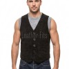 Men Olive Green Suede Vest | Luxury Genuine Sage Lambskin Waistcoat | Premium Soft Matte Sleeveless Country Gentleman Layering Jacket