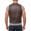 Men Espresso Brown Leather Vest | Luxury Genuine Lambskin Fitted Waistcoat | Premium Sleek Sleeveless Smart Casual Dress Layering Jacket