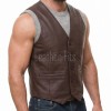 Men Espresso Brown Leather Vest | Luxury Genuine Lambskin Fitted Waistcoat | Premium Sleek Sleeveless Smart Casual Dress Layering Jacket