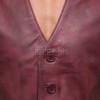 Men Maroon Leather Vest | Luxury Genuine Burgundy Sheepskin Gilet | Premium Distressed Crimson Sleeveless Semi Formal Waistcoat Jacket