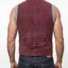 Men Merlot Suede Vest | Luxury Genuine Plum Lambskin Waistcoat | Premium Soft Matte Burgundy Sleeveless Evening Dress Gilet Jacket