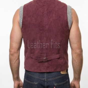 Men Merlot Suede Vest | Luxury Genuine Plum Lambskin Waistcoat | Premium Soft Matte Burgundy Sleeveless Evening Dress Gilet Jacket