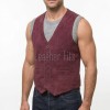 Men Merlot Suede Vest | Luxury Genuine Plum Lambskin Waistcoat | Premium Soft Matte Burgundy Sleeveless Evening Dress Gilet Jacket