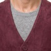 Men Merlot Suede Vest | Luxury Genuine Plum Lambskin Waistcoat | Premium Soft Matte Burgundy Sleeveless Evening Dress Gilet Jacket
