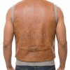 Men Tan Leather Vest | Luxury Genuine Cognac Lambskin Waistcoat | Premium Sleek Sleeveless Ochre Smart Casual Tailored Gilet Jacket