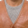 Men Tan Leather Vest | Luxury Genuine Cognac Lambskin Waistcoat | Premium Sleek Sleeveless Ochre Smart Casual Tailored Gilet Jacket