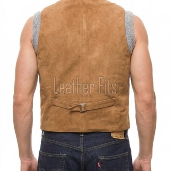 Men Camel Suede Vest | Luxury Genuine Toffee Lambskin Waistcoat | Premium Soft Desert Sand Sleeveless Smart Casual Layering Gilet Jacket