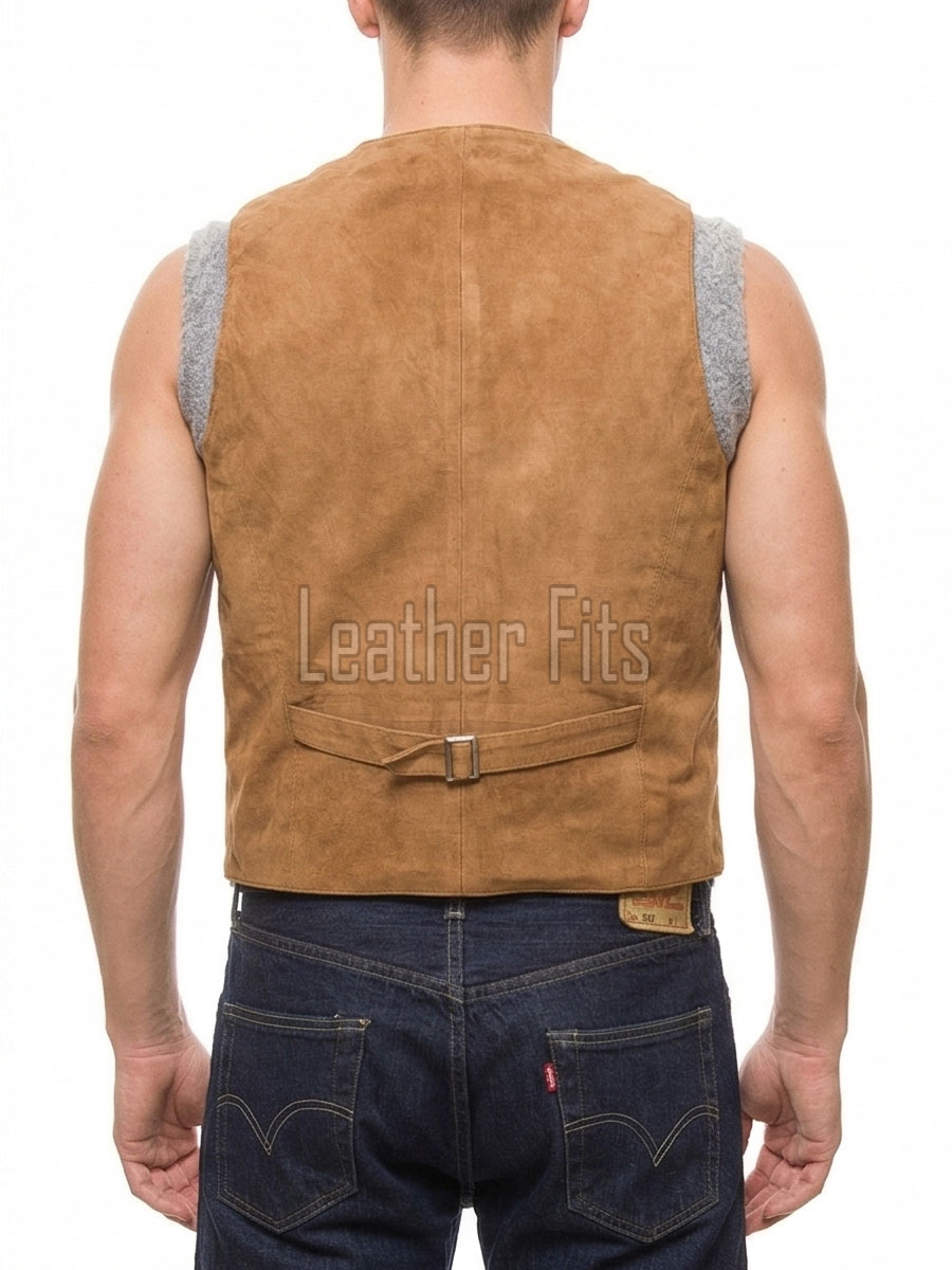 Men Camel Suede Vest | Luxury Genuine Toffee Lambskin Waistcoat | Premium Soft Desert Sand Sleeveless Smart Casual Layering Gilet Jacket