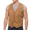 Men Camel Suede Vest | Luxury Genuine Toffee Lambskin Waistcoat | Premium Soft Desert Sand Sleeveless Smart Casual Layering Gilet Jacket